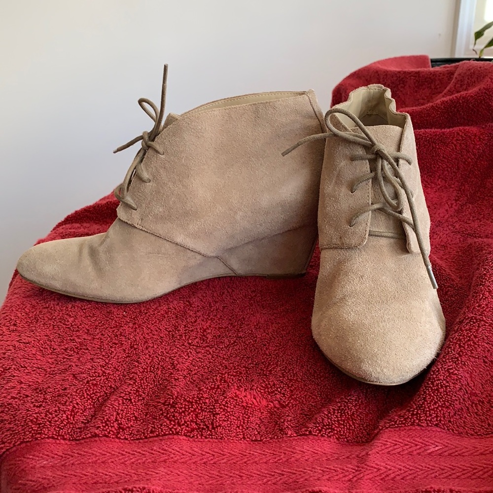 INC International Concepts suede wedge booties